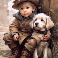 Boy with puppy
