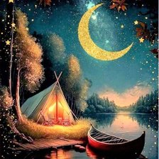 Схема вышивки «Озеро в лесу»