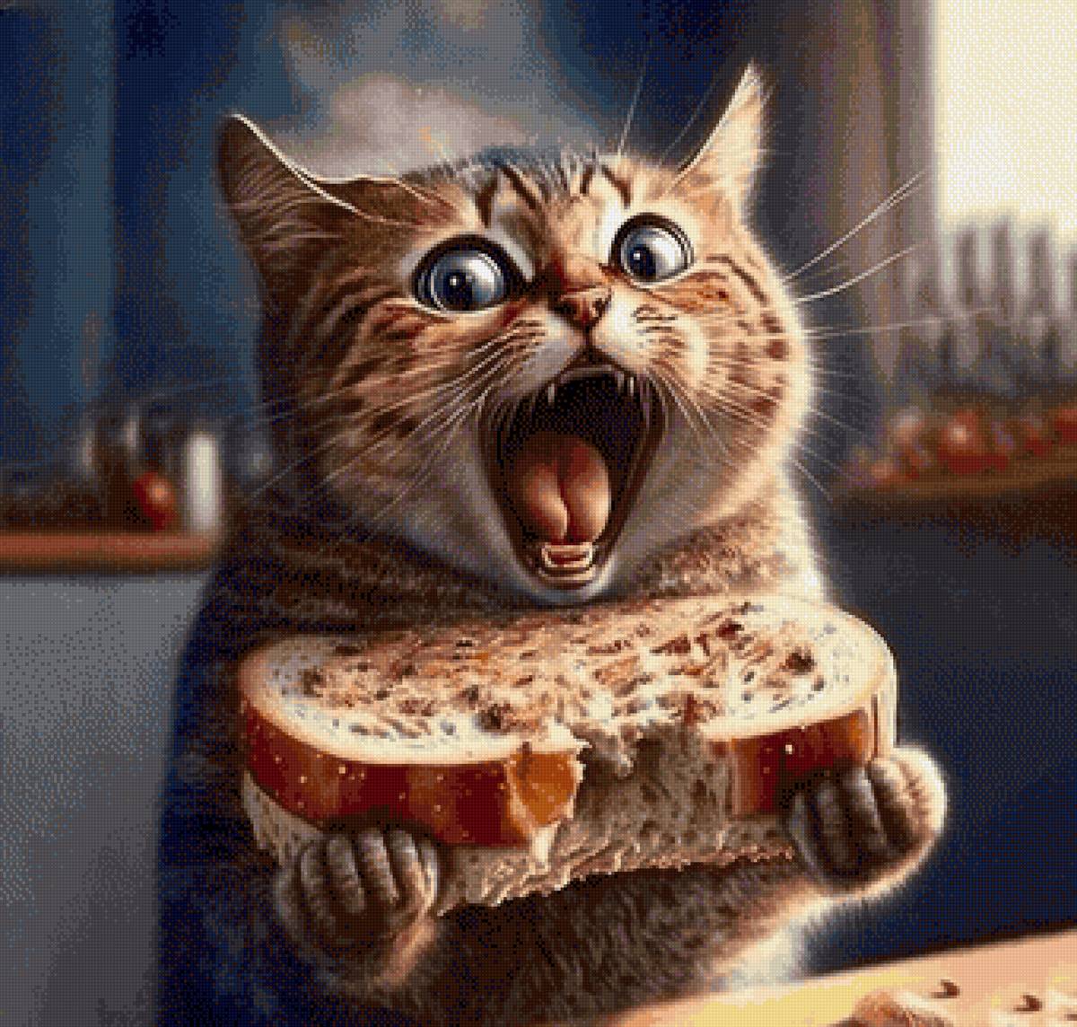 Не мешайте есть! - жадина, кошка, еда, кот - предпросмотр