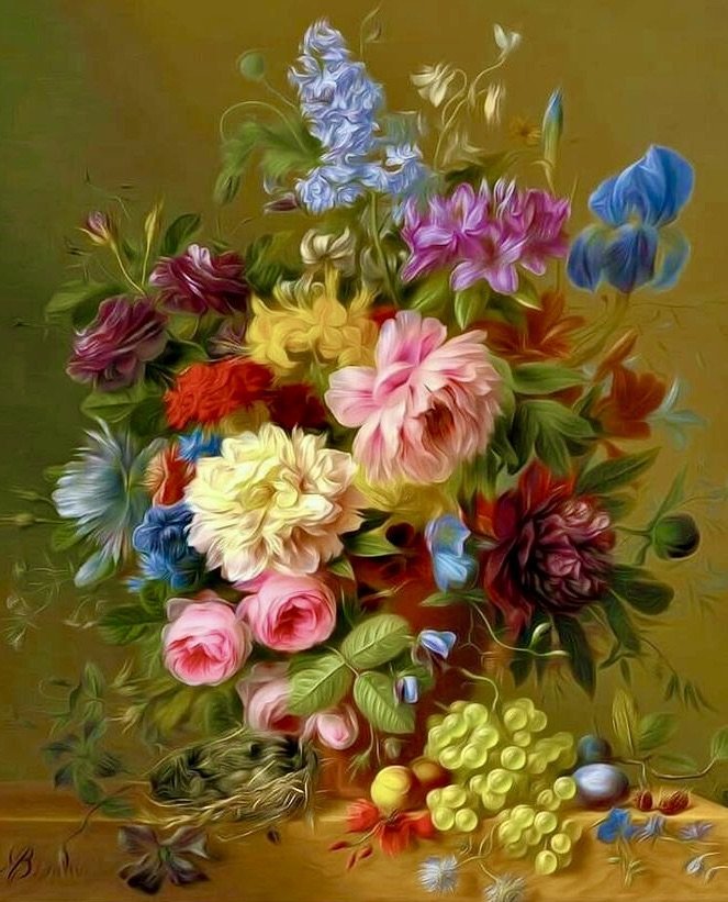 Букет - цветы, живопись, букет, картина - оригинал