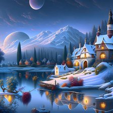 Схема вышивки «Templom, táj, tél»