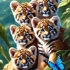 Схема вышивки «5 тигрят»