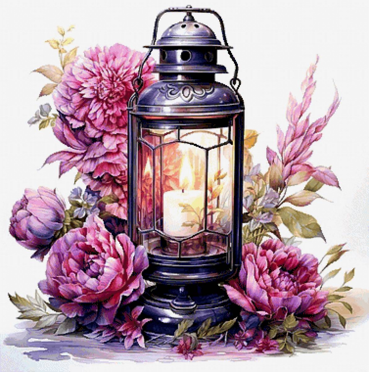 Фонарь и пионы(ДМС) - предпросмотр