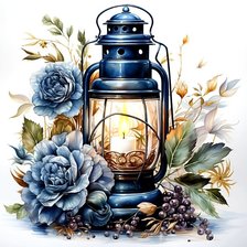 Схема вышивки «Фонарь и пионы2(ДМС)»