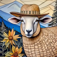 Схема вышивки «Овечка в шляпе»