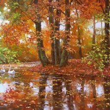 Схема вышивки «Осенний пруд»