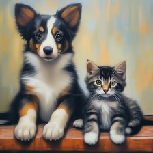 Схема вышивки «Кот и пёс»