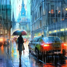 Схема вышивки «Дождь в городе»