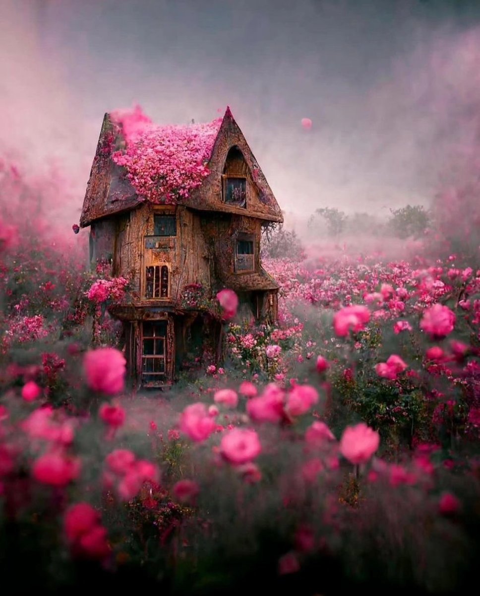 Дом - поле, цветы, утро, дом - оригинал