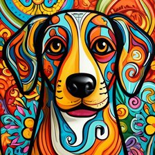 Схема вышивки «Собака в стиле фолк арт»