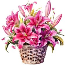 Схема вышивки «Карзина с лилиями»