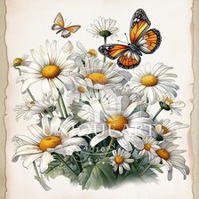 Схема вышивки «Картина с ромашками»