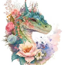 Схема вышивки «Дракон в цветах»