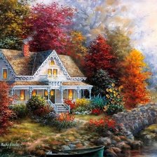 Схема вышивки «Домик с садом»