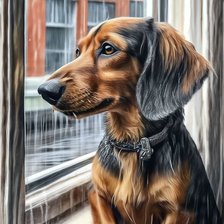 Схема вышивки «Грустная такса»