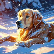 Схема вышивки «Лабрадор в снегу»