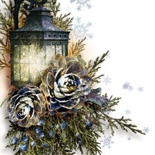 Схема вышивки «Фонарь и туя»