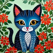 Схема вышивки «Котик фолк-арт»