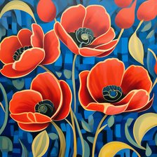 Схема вышивки «Маки»