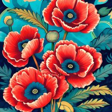 Схема вышивки «Маки»