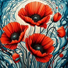 Схема вышивки «Маки»