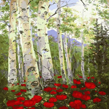 Схема вышивки «Березы и маки»