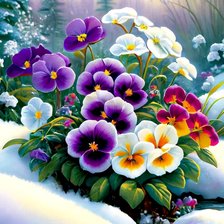 Схема вышивки «незабудки на снегу»