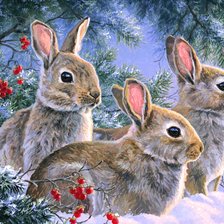 Схема вышивки «зайцы»