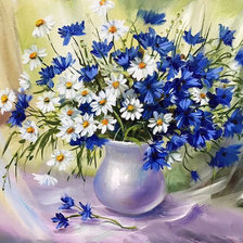 Схема вышивки «ромашки, жанна когай»