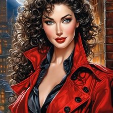 Схема вышивки «Брюни в красном»