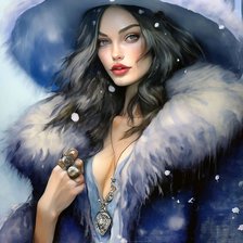 Схема вышивки «Портрет в голубых тонах»