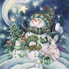 Схема вышивки «Снеговики»