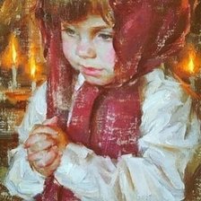 Схема вышивки «Девочка в церкви»