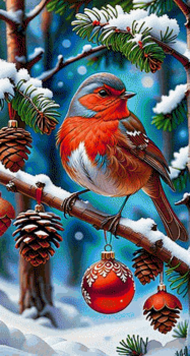 Ожидание праздника - птица, зима, снег, лес - предпросмотр