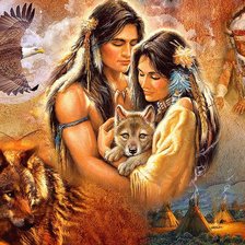 Схема вышивки «пара индейцев»