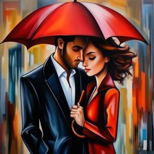 Схема вышивки «Влюбленные под зонтиком»