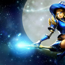 Схема вышивки «Ведьмочка на метле»