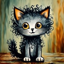 Схема вышивки «Забавный кудрявый котенок»