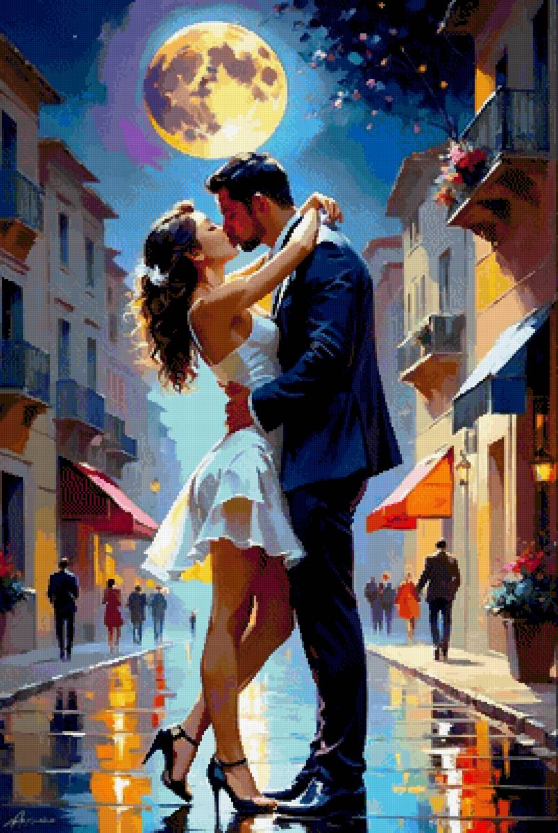 Поцелуй под луной - романтика - предпросмотр