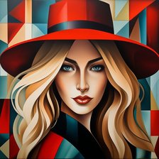 Схема вышивки «Дама в красной шляпе 2»