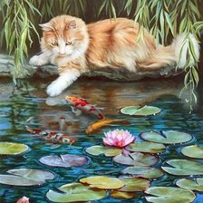 Схема вышивки «Пушок и рыбки»