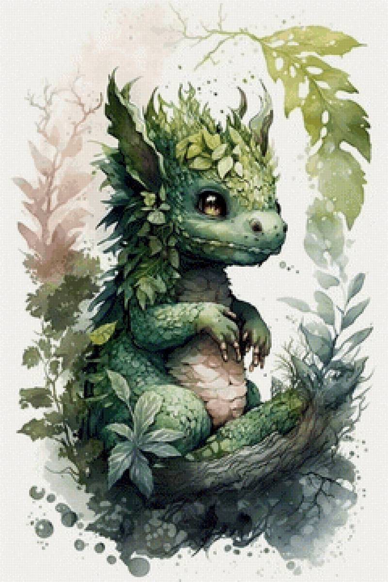 Зеленый дракончик 2024 - символ года, дракон - предпросмотр