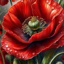 Схема вышивки «Красный мак»