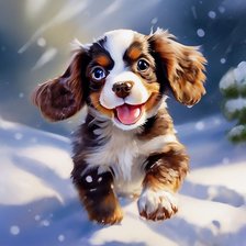 Схема вышивки «Весёлый щен»