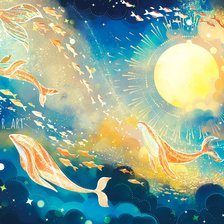 Схема вышивки «киты под солнцем»