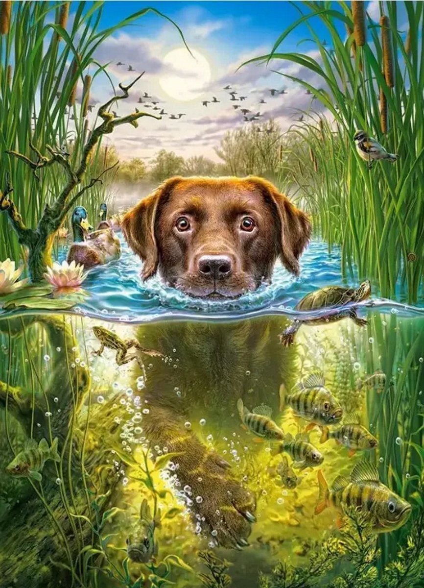 собака в реке - собака - оригинал