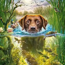 собака в реке