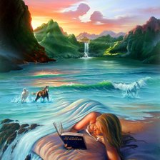 Схема вышивки «Девушка и море»