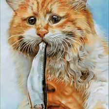 Схема вышивки «Кот с селёдкой»