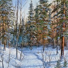 Схема вышивки «Зимняя дорога»